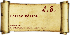 Lefler Bálint névjegykártya